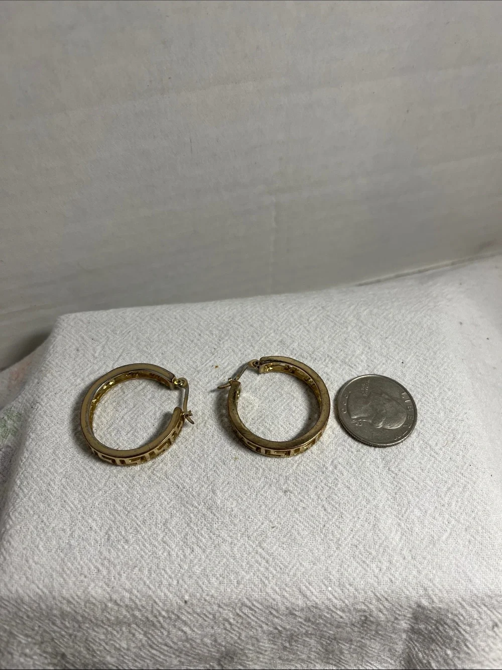 Gold-Tone Greek Key Hoop Earrings - Women's Jewelry
